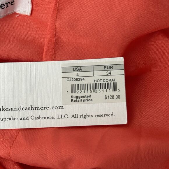 Cupcakes & Cashmere Dress Womens 4 Orange Fit & Flare Preppy Romantic Date Night - Picture 9 of 10
